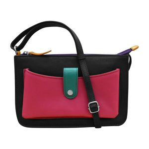 AP-6046/BLKBRIGHT CROSSBODY LEATHER BAG