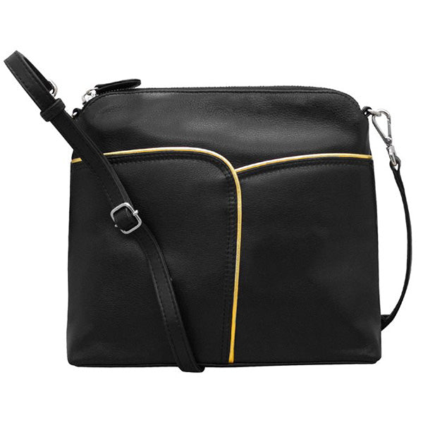 AP-6123 in Black Gold colour combination Leather Crossbody