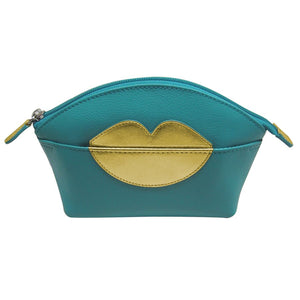 AP-6481/AQUA GOLD Leather Make Up bag/Purse