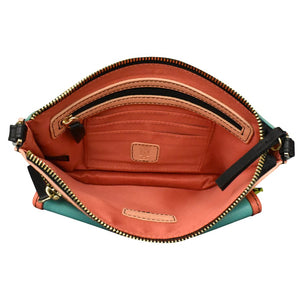 AP-6774 PEACH MULTI  CROSSBODY LEATHER BAG