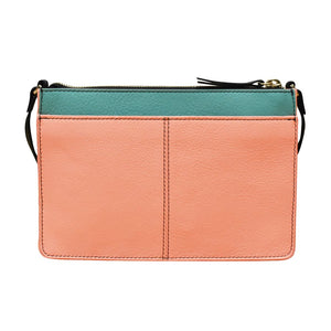 AP-6774 PEACH MULTI  CROSSBODY LEATHER BAG