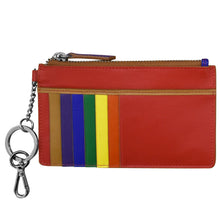 Load image into Gallery viewer, AP-7211 rainbow Multi Leather Credit Card, keyring, Zip Pocket Id window