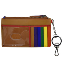 Load image into Gallery viewer, AP-7211 rainbow Multi Leather Credit Card, keyring, Zip Pocket Id window