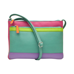 AP-6028/Palm Beach Leather Multi Compartment Cross body Bag