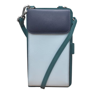 AP6363/DENIMMULTI Leather Crossbody Handbag with Phone Pocket