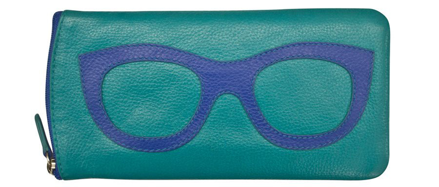 AP-6462/Aqua Cobalt Leather Glasses Case