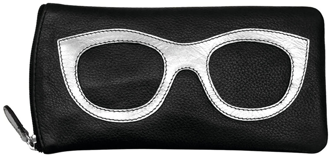 AP-6462/Black Silver Leather Glasses case