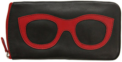 AP-6462/Black Red Leather Glasses Case