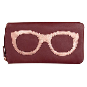 AP-6462/MERLOT ROSE GOLD Leather Glasses Case