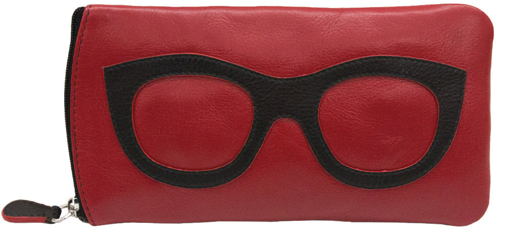 AP-6462/Red Black Leather Glasses Case