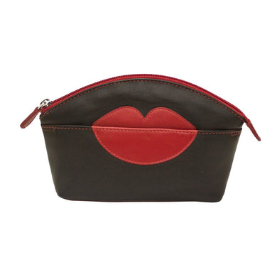 AP-6481/Black Red Leather make Up Bag/Purse