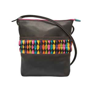 AP-6631/Black Bright Twist Detail Leather Cross Body Bag