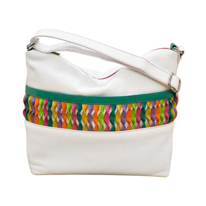 AP-6632/White Bright Twist Detail Large Hobo Shoulder Bag
